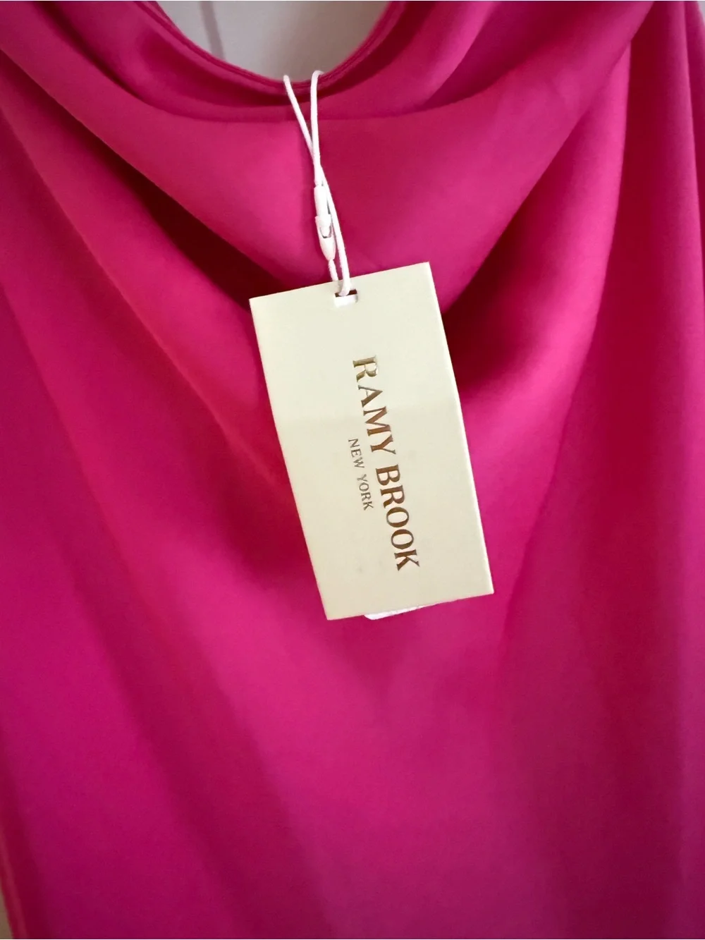 Ramy Brook Strapless Satin Midi Dress in Hot Pink